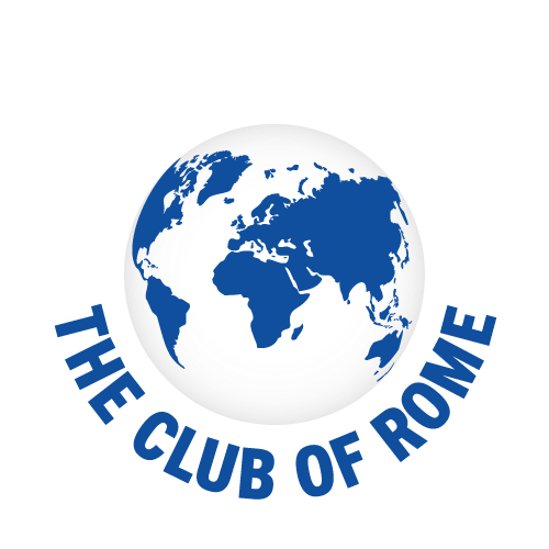 Club of Rome logo with a globe and text around it